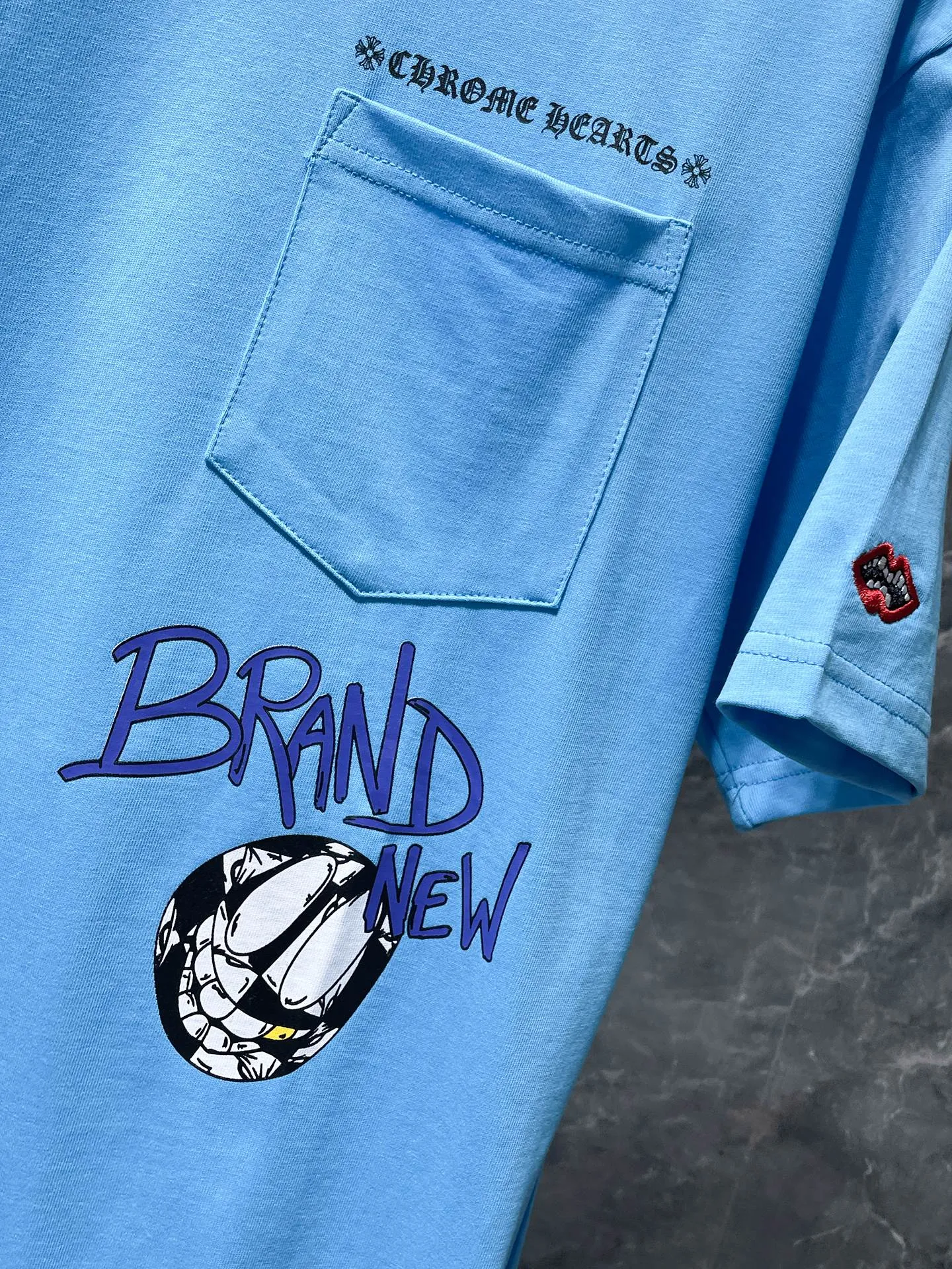 P130 New for summer Chrome Hearts 25ss High-weight environmentally friendly high-quality top-grade fabric 260g~270g Chrome blue matty graffiti short sleeves Imported environmentally friendly glue printing and dyeing Counter synchronization 1:1 replica version Recommended color: blue Size: S, M, L, XL